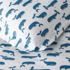 Coupon 😉 Company Kids Whale School Blue Multi Organic Cotton Percale Full/Queen Comforter Set by Company Kids by The Company Store 🤩 -Allied Home Shop company kids by the company store toddler bedding sets 38284e fq blue multi 1d 1000