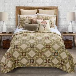 Cheapest 🎉 Victorian Beauty 3-Piece Beige Cotton Queen Quilt Set by DONNA SHARP 🎁