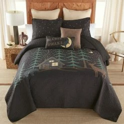 Wholesale 🔥 Evening Lodge 3-Piece Black Polyester Queen Quilt Set by DONNA SHARP ✨