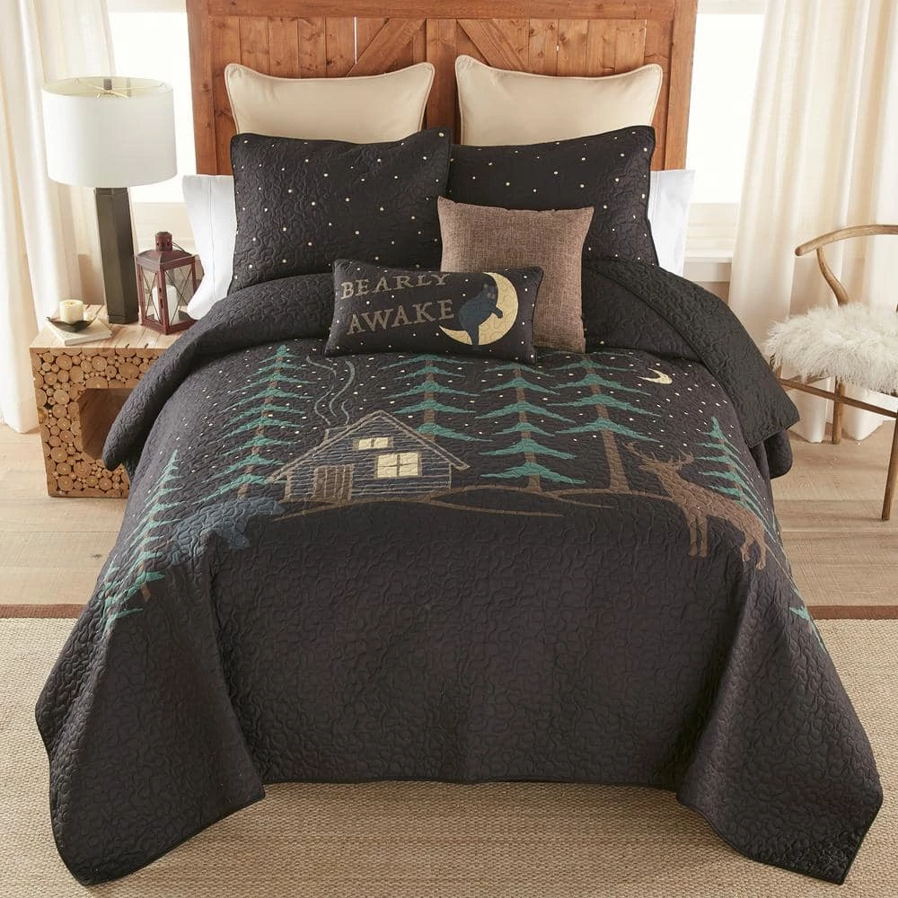 Wholesale π₯ Evening Lodge 3-Piece Black Polyester Queen Quilt Set by DONNA SHARP β¨ 3 Wholesale π₯ Evening Lodge 3-Piece Black Polyester Queen Quilt Set by DONNA SHARP β¨