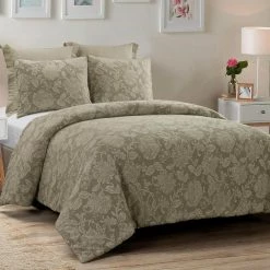 Best Sale ✔️ Amadora 3-Piece Taupe Cotton Queen Comforter Set by DONNA SHARP 🛒