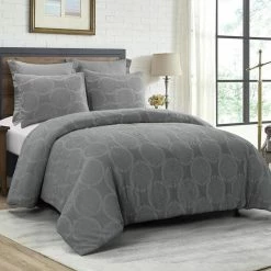 Wholesale 😍 Leon 3-Piece Grey Cotton Queen Comforter Set by DONNA SHARP ✔️
