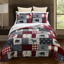 Best deal 🎉 Timber 3-Piece Red Polyster Queen Quilt Set by DONNA SHARP 🛒