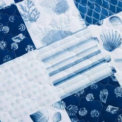 New 🎁 Watercolor Shells 3-Piece Blue Polyester Queen Quilt Set by DONNA SHARP 🔥 -Allied Home Shop donna sharp bedding sets y20126 4f 1000