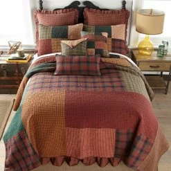 Best Sale 🔥 Campfire Square 3-Piece Red Cotton Queen Quilt Set by DONNA SHARP ⭐