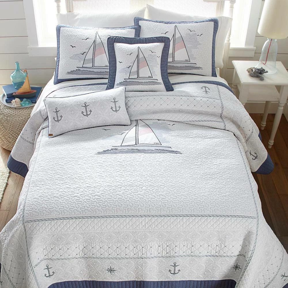 Outlet ⭐ Yacht Club White Cotton Standard Sham by DONNA SHARP ⌛ 5 Outlet ⭐ Yacht Club White Cotton Standard Sham by DONNA SHARP ⌛ - Image 3