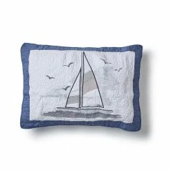 Outlet ⭐ Yacht Club White Cotton Standard Sham by DONNA SHARP ⌛