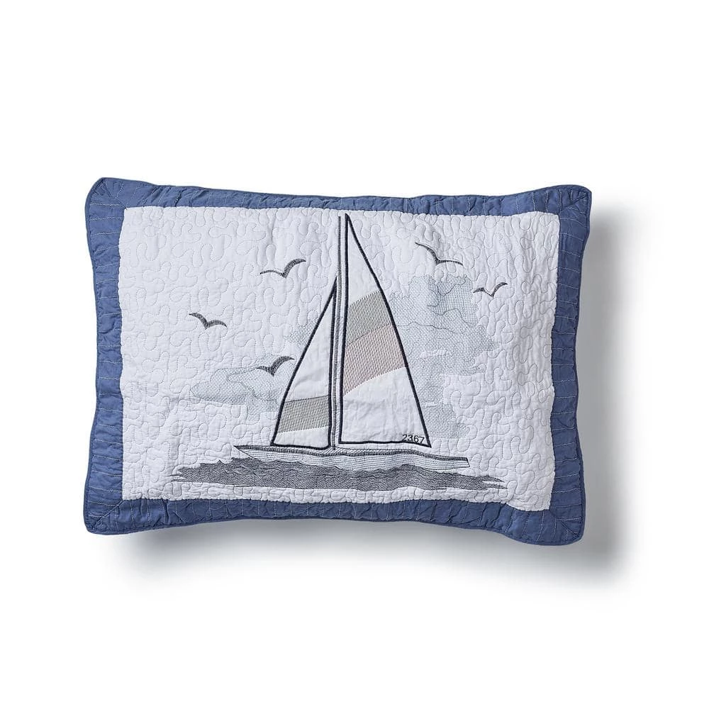 Outlet ⭐ Yacht Club White Cotton Standard Sham by DONNA SHARP ⌛ 3 Outlet ⭐ Yacht Club White Cotton Standard Sham by DONNA SHARP ⌛