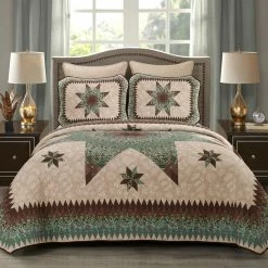 Best Sale ⭐ 3-Piece Sea Breeze Star Brown Queen Polyester Quilt Set by DONNA SHARP 🛒 -Allied Home Shop donna sharp quilts 50146 31 1000