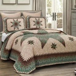 Best Sale ⭐ 3-Piece Sea Breeze Star Brown Queen Polyester Quilt Set by DONNA SHARP 🛒