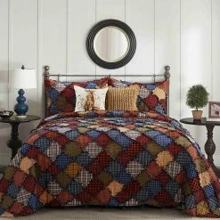 Budget 👍 Blue Ridge Blue Cotton King Quilt Set (3-Piece) by DONNA SHARP 🤩