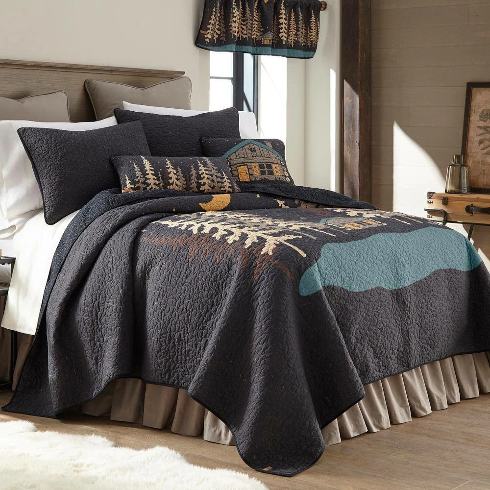 Hot Sale 𧨠Moonlit Cabin Cotton Charcoal Twin Quilt by DONNA SHARP β 4 Hot Sale 𧨠Moonlit Cabin Cotton Charcoal Twin Quilt by DONNA SHARP β - Image 2