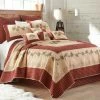 Outlet 🎁 Pine Lodge Cotton Red and Gold King Quilt by DONNA SHARP ❤️ -Allied Home Shop donna sharp quilts 80107 64 1000