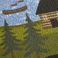 Outlet 🎁 Bear Brown, Blue, Green, Black Geometric King Quilt by DONNA SHARP 🎁 -Allied Home Shop donna sharp quilts 83427 1f 1000