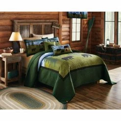 Outlet 🎁 Bear Brown, Blue, Green, Black Geometric King Quilt by DONNA SHARP 🎁 -Allied Home Shop donna sharp quilts 83427 4f 1000