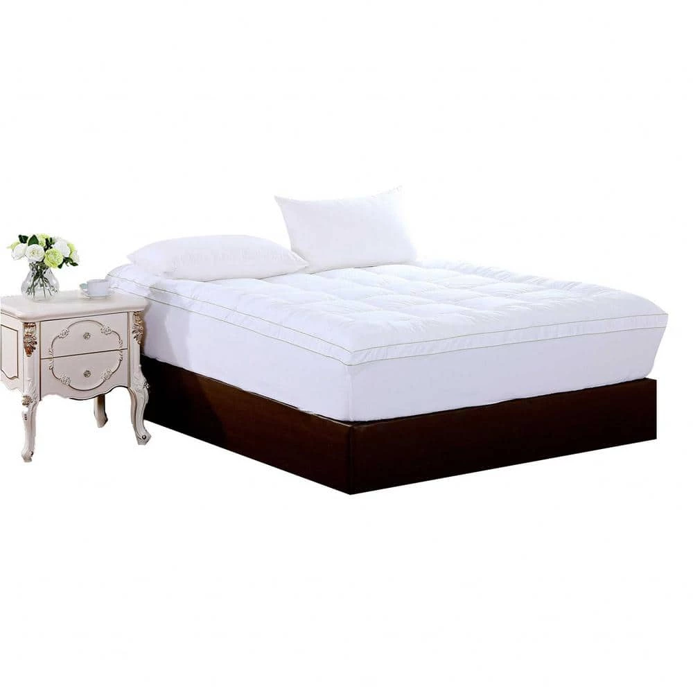Promo π 17" Square Quilted Accent Queen Piping Mattress Pad With Fitted Cover by HomeRoots π 3 Promo π 17" Square Quilted Accent Queen Piping Mattress Pad With Fitted Cover by HomeRoots π
