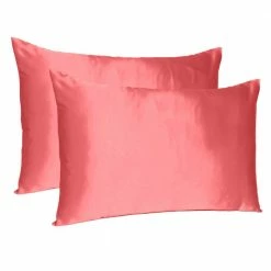 Cheap 🔔 Amelia Coral Solid Color Satin King Pillowcases (Set of 2) by HomeRoots 😍
