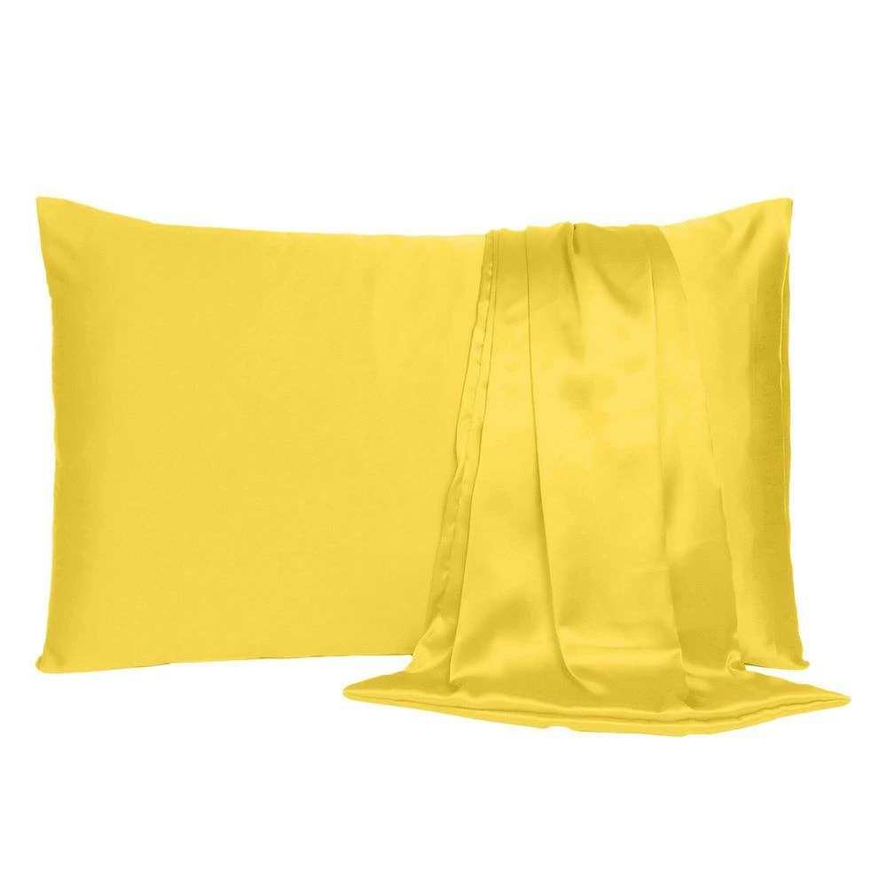 Brand new π Amelia Lemon Solid Color Satin King Pillowcases (Set of 2) by HomeRoots 𧨠4 Brand new π Amelia Lemon Solid Color Satin King Pillowcases (Set of 2) by HomeRoots 𧨠- Image 2