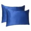 Best Pirce 🤩 Amelia Navy Blue Solid Color Satin King Pillowcases (Set of 2) by HomeRoots 👏