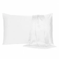 Hot Sale 💯 Amelia White Solid Color Satin Standard Pillowcases (Set of 2) by HomeRoots 🥰 -Allied Home Shop homeroots pillowcases 2000387858 e1 1000