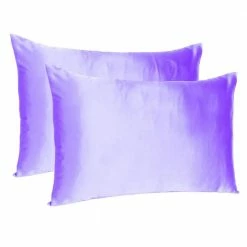 Flash Sale 🔥 Amelia Purple Solid Color Satin Standard Pillowcases (Set of 2) by HomeRoots 🌟