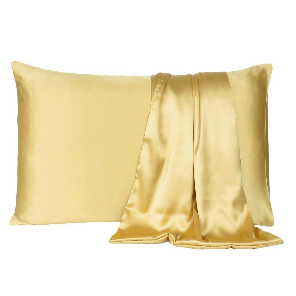 Discount π Amelia Gold Solid Color Satin Standard Pillowcases (Set of 2) by HomeRoots β¨ 4 Discount π Amelia Gold Solid Color Satin Standard Pillowcases (Set of 2) by HomeRoots β¨ - Image 2