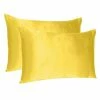 Deals 😀 Amelia Lemon Solid Color Satin Standard Pillowcases (Set of 2) by HomeRoots ✨