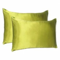 New 👏 Amelia Lemongrass Solid Color Satin Standard Pillowcases (Set of 2) by HomeRoots ⭐