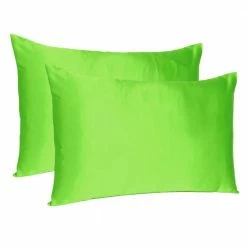 Discount π― Amelia Bright Green Green Solid Color Satin Standard Pillowcases (Set of 2) by HomeRoots π§¨