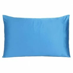 Brand new 👍 Amelia Bright Blue Blue Solid Color Satin Standard Pillowcases (Set of 2) by HomeRoots 🤩 -Allied Home Shop homeroots pillowcases 2000387870 4f 1000
