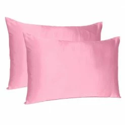 Buy 👏 Amelia Pink Rose Solid Color Satin Standard Pillowcases (Set of 2) by HomeRoots 🌟