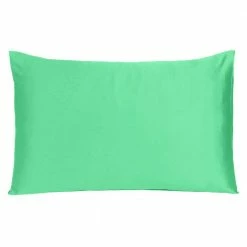 Best deal 🥰 Amelia Green Solid Color Satin Standard Pillowcases (Set of 2) by HomeRoots 😀 -Allied Home Shop homeroots pillowcases 2000387875 4f 1000