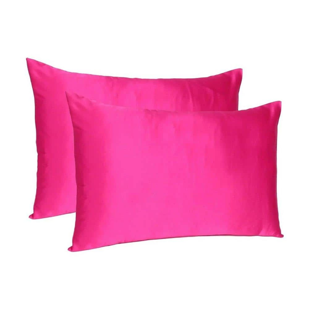 Outlet π Amelia Fuchsia Solid Color Satin Standard Pillowcases (Set of 2) by HomeRoots π 3 Outlet π Amelia Fuchsia Solid Color Satin Standard Pillowcases (Set of 2) by HomeRoots π
