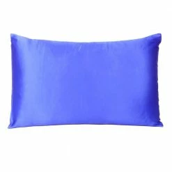Discount 🎁 Amelia Royal Blue Solid Color Satin Standard Pillowcases (Set of 2) by HomeRoots ✔️ -Allied Home Shop homeroots pillowcases 2000387879 4f 1000