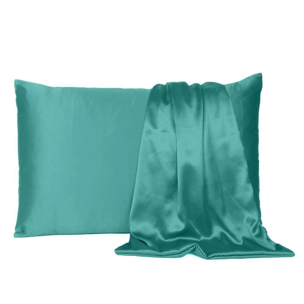 Outlet π Amelia Teal Solid Color Satin Standard Pillowcases (Set of 2) by HomeRoots π 4 Outlet π Amelia Teal Solid Color Satin Standard Pillowcases (Set of 2) by HomeRoots π - Image 2