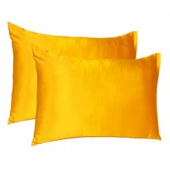 Buy 🤩 Amelia Goldenrod Solid Color Satin Standard Pillowcases (Set of 2) by HomeRoots 🎉