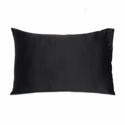 Promo 🌟 Amelia Black Solid Color Satin Queen Pillowcases (Set of 2) by HomeRoots 🌟 -Allied Home Shop homeroots pillowcases 2000387888 4f 1000
