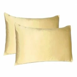 Wholesale 🌟 Amelia Pale Yellow Solid Color Satin Queen Pillowcases (Set of 2) by HomeRoots 👍