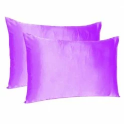 Best reviews of ✔️ Amelia Violet Solid Color Satin Queen Pillowcases (Set of 2) by HomeRoots 😍