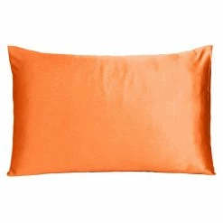 Promo ⭐ Amelia Orange Solid Color Satin Queen Pillowcases (Set of 2) by HomeRoots ⭐ -Allied Home Shop homeroots pillowcases 2000387901 4f 1000