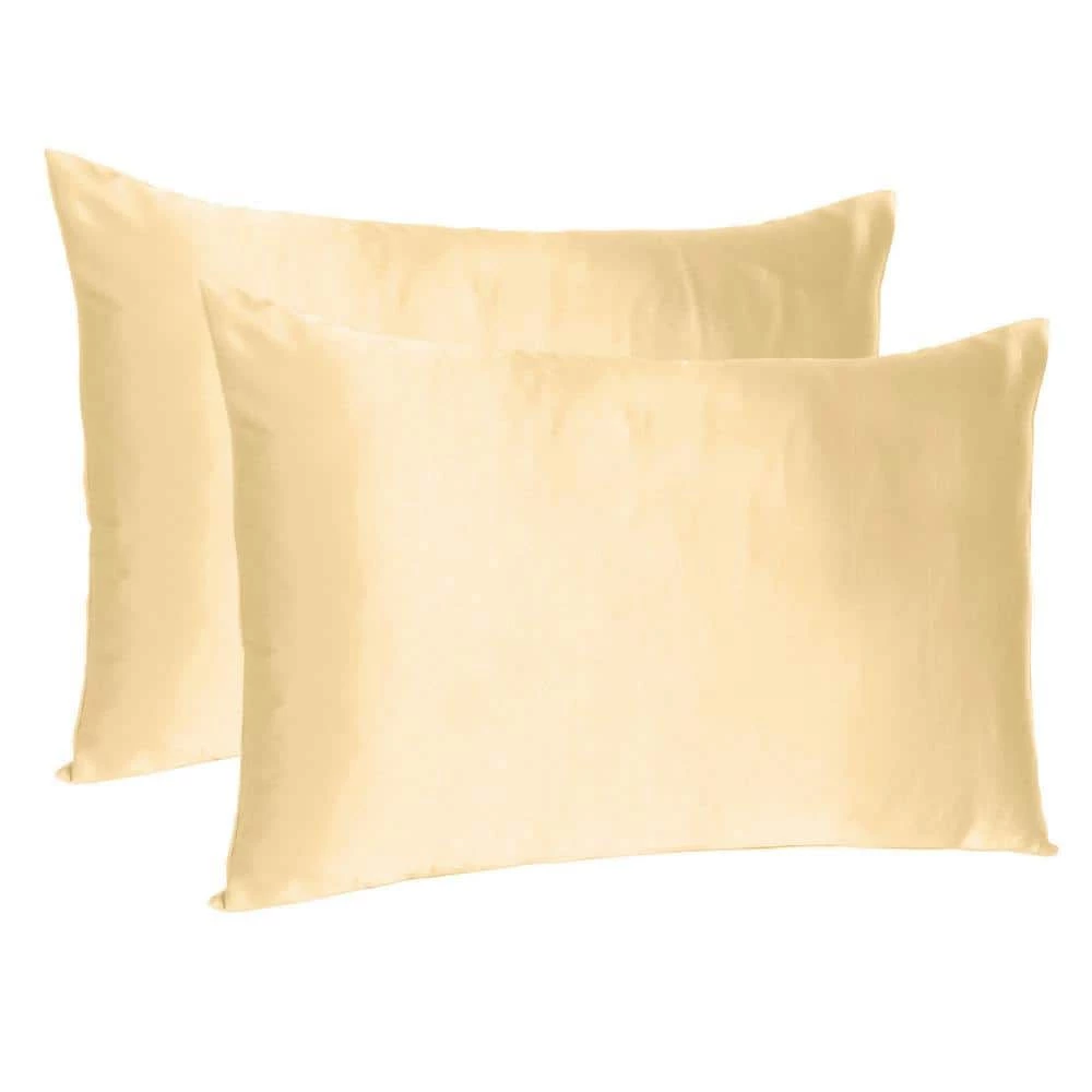 New π Amelia Pale Peach Solid Color Satin Queen Pillowcases (Set of 2) by HomeRoots π 3 New π Amelia Pale Peach Solid Color Satin Queen Pillowcases (Set of 2) by HomeRoots π