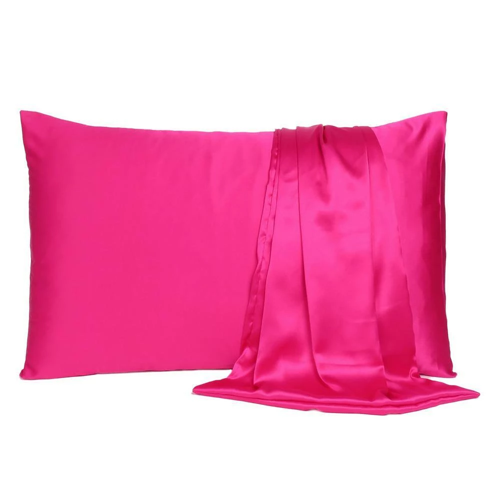 New π₯ Amelia Fuchsia Solid Color Satin Queen Pillowcases (Set of 2) by HomeRoots β¨ 4 New π₯ Amelia Fuchsia Solid Color Satin Queen Pillowcases (Set of 2) by HomeRoots β¨ - Image 2