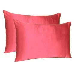 Best Pirce 🎉 Amelia Poppy Red Solid Color Satin Queen Pillowcases (Set of 2) by HomeRoots ✨