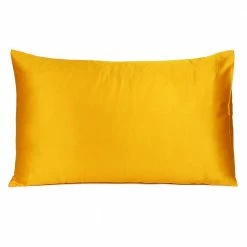 New 🌟 Amelia Goldenrod Solid Color Satin Queen Pillowcases (Set of 2) by HomeRoots 😍 -Allied Home Shop homeroots pillowcases 2000387914 4f 1000