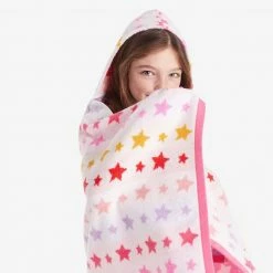 Hot Sale 🤩 Company Kids Star Hooded Yarn-Dyed Pink Geometric Cotton Single Bath Towel by Company Kids by The Company Store 👍 -Allied Home Shop pink company kids by the company store bath towels 59078 os pink 40 1000